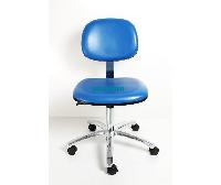国产移动式蓝色PU革工作椅