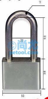 国产不锈钢方形挂锁(锁钩高49/55mm)