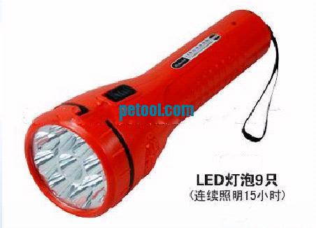 国产红色带环带充电式9LED手电筒(9-15h)