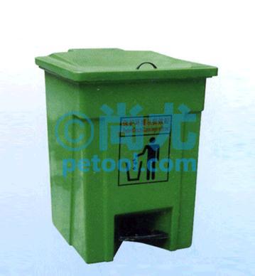 国产绿色脚踏式玻璃钢垃圾桶(L500*W500*H650mm)