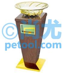 国产玻璃盆烟灰盅锥形铜木垃圾桶(L305*W305*H750mm)