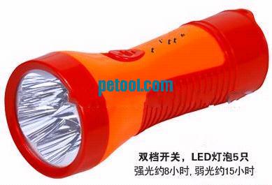 国产ABS塑料红色充电式5LED手电筒(8-15h)