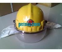 黄色带披肩消防头盔
