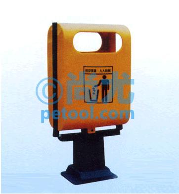 国产黄色带底座玻璃钢垃圾桶(L430*W350*H900mm)