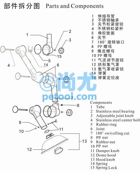 SKU:00248007,国产壁式三节万向抽气罩的照片