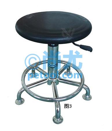 SKU:00249429,国产PU发泡带圈五星脚防静电圆椅的照片